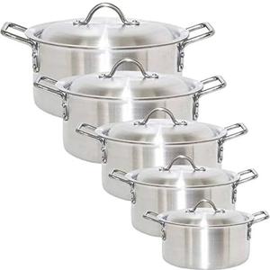 5PC Aluminum Casserole Cooking pots Soup Pots Cookware 5pc set Handles Oil Frying Pasta Aesthetic Kitchen with Lid Stockpot