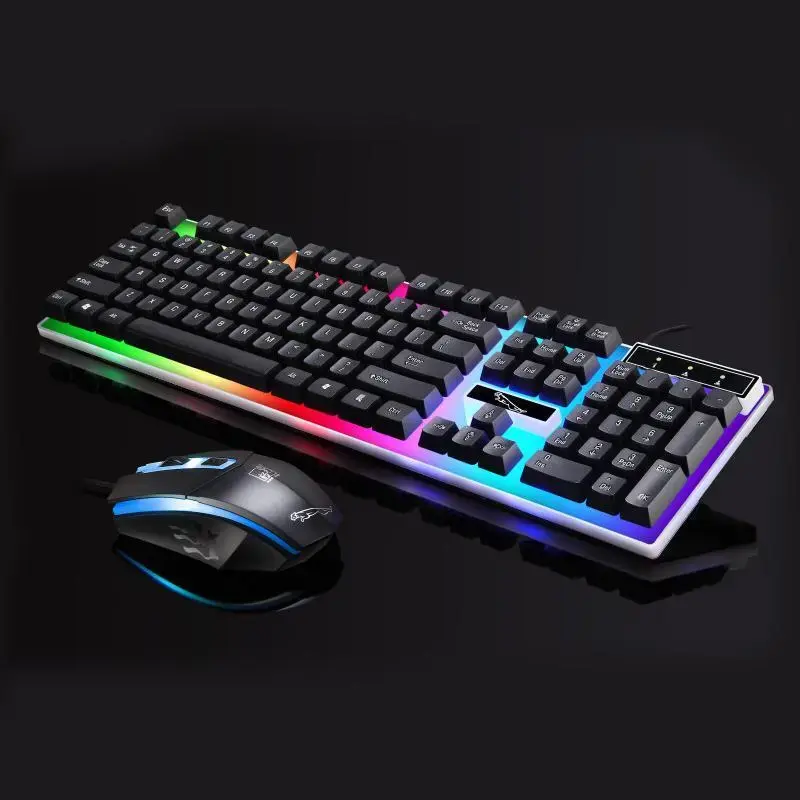 Gaming Keyboard Mouse Set USB Rainbow RGB LED Wired For PC Laptop PS5 Xbox One