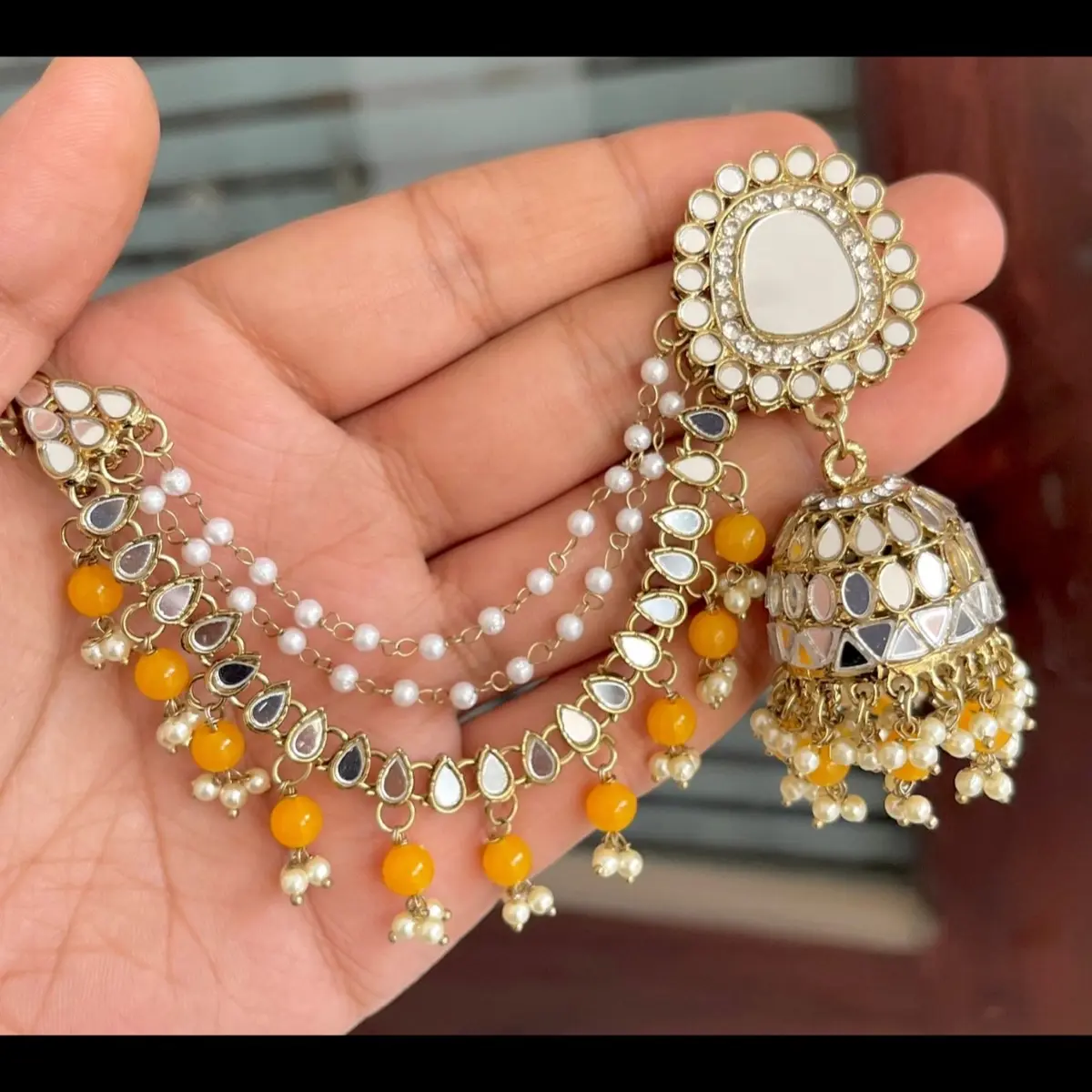Mirrored Sahara Jhumki Earrings NOT detachable