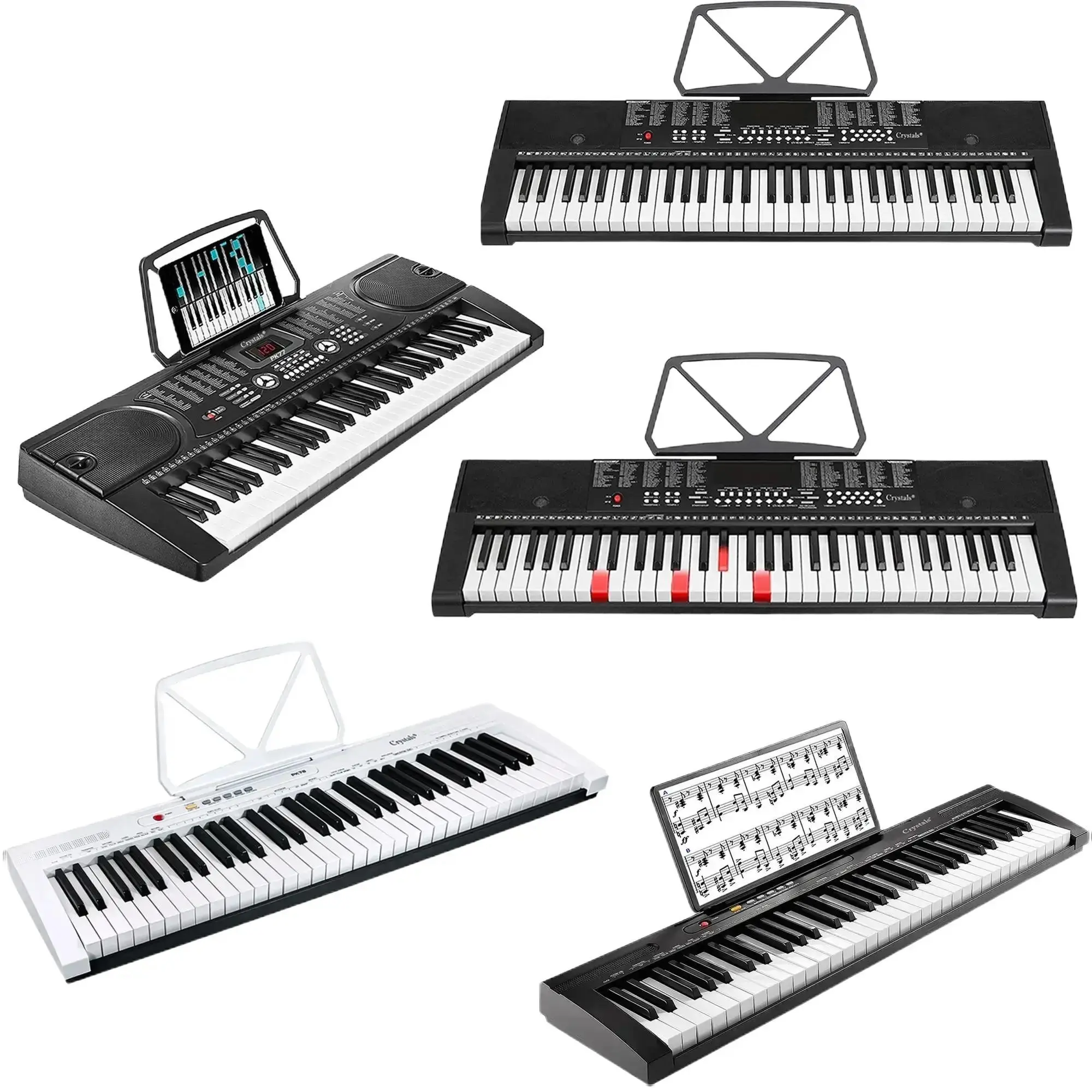 Crystals 61 Keys Electronic Teaching Keyboard Digital Music Piano Instrument with Microphone