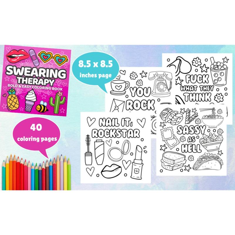 Product Introduction of Swearing Therapy: Bold and Easy Coloring Book for Adults with Groovy Designs for Stress Relief Paperback - 19 Aug. 2024 3