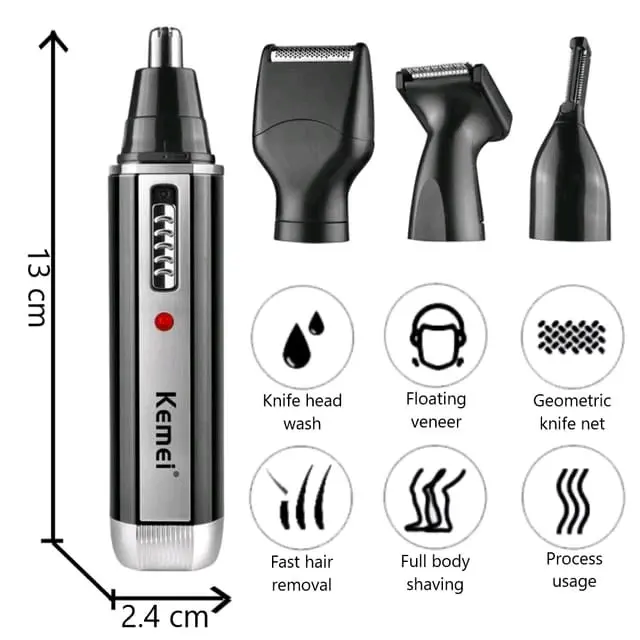 4in1 Rechargeable Nose Trimmer Beard Trimmer for Men - Ear Eyebrow Nose Hair Trimmer for Nose and Ear Hair Removal Clean Machine Haircut Comfort Adjustable Clipper Hair Clipper Stainless Steel Brush Steel