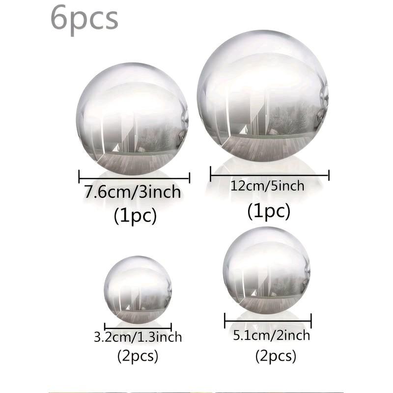 6pcs, 32-120mm Stainless Steel Gazing Ball, Mirror Polished Hollow Ball Reflective Garden Ball, Floating Pond Ball Seamless Gazing Globe, For Home Garden Decoration Ornaments (6 Mixed)XH58194 4