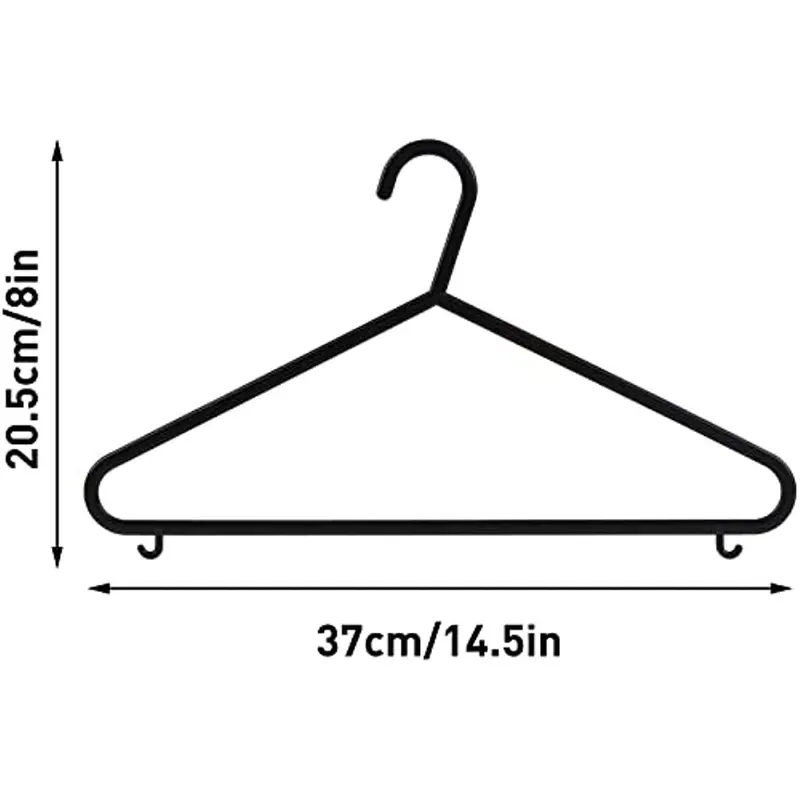 G.S 100 Pack Black Plastic Adult Hangers, Space Saving Hanger Coat Hanger with Hook for Suspenders, Suits, Outerwear Lightweight Organiser Hanging 1