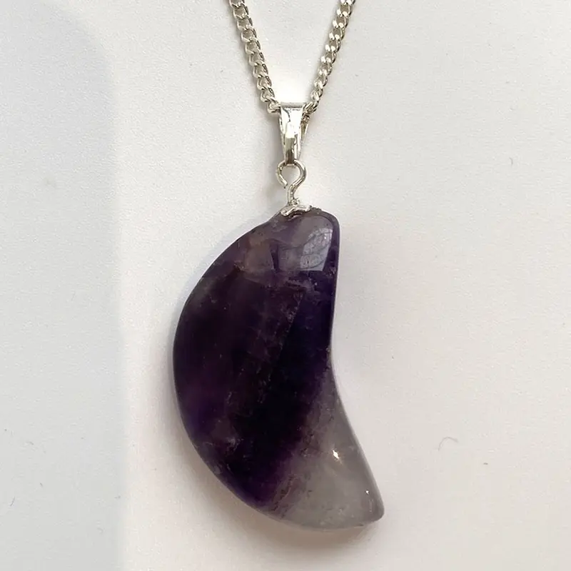 Crescent Shaped Pendant, 4x2cm, Amethyst 2