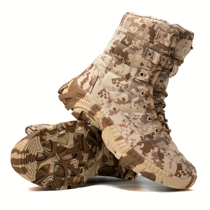 Product Introduction of Men's Trendy High Top Camouflage Boots, Comfy Non Slip Lace Up Durable Rubber Sole Hiking Shoes For Men's Outdoor Activities 10