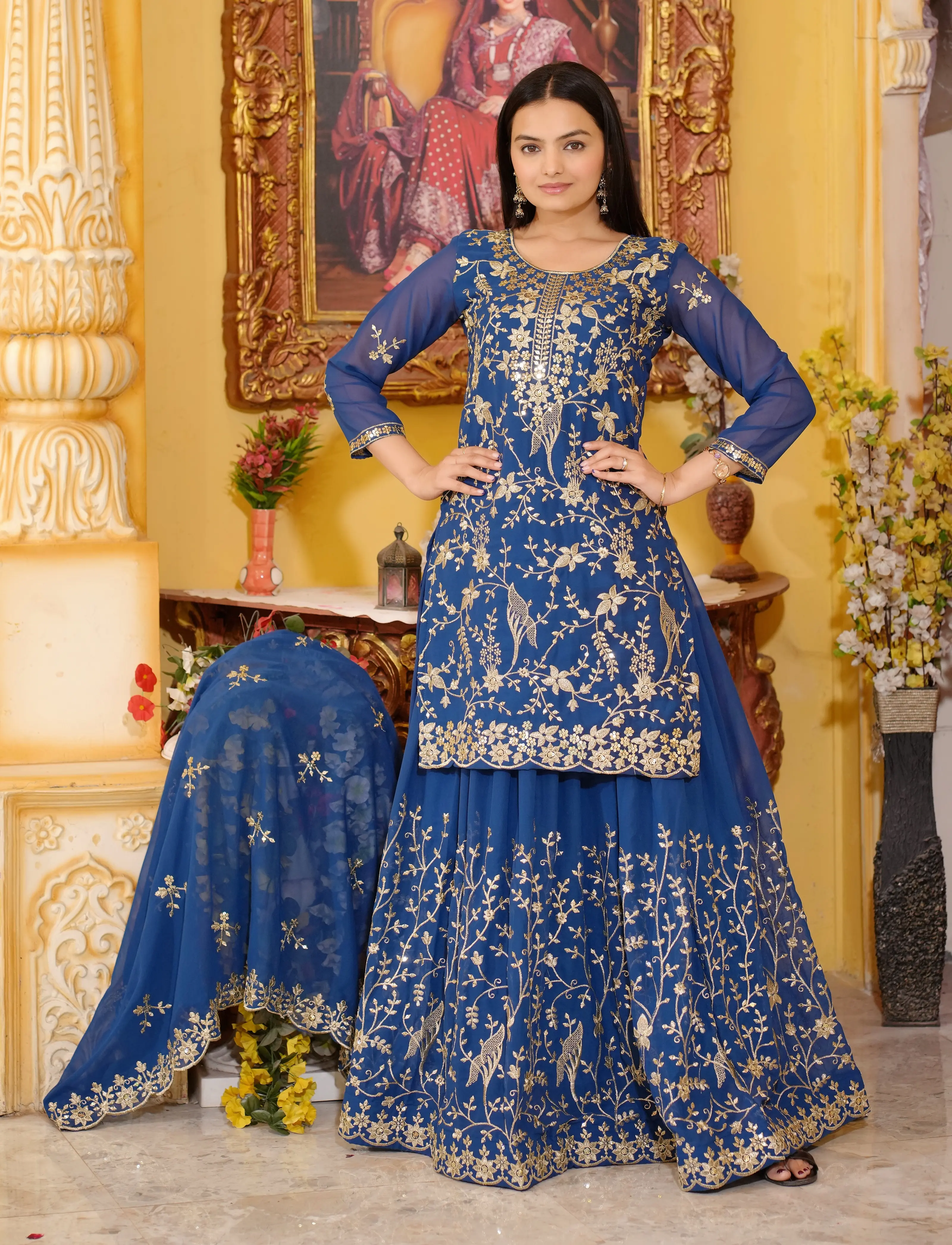 TJS Elegant Blue Embroidered Ethnic Wear for Women - Festival & Occasion Lehenga Set with Dupatta, Premium Design, All Sizes Available Bottom Casual Dress Stitch Suit Top Womenswear Outfit Traditional