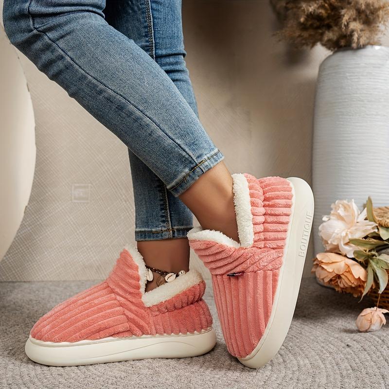 Thermal Solid Color Winter Slippers, Super Soft Slip On Flatform House Shoes, Cozy & Warm Plush Floor Slippers 3
