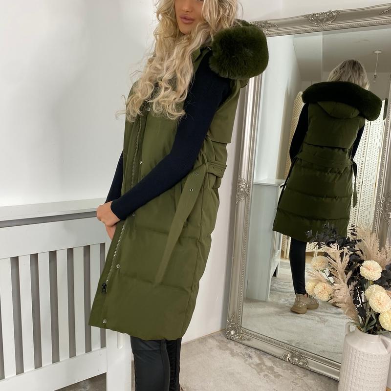 Women's Luxury Faux Fur Padded Belted Gilet by Pippa - Tops, Womenswear autumn jacket 3