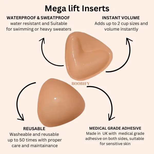 Viral Boobify Sticky Inserts Push Up Sticky Cups Double Sided Sticky Cups Basic Comfort Womenswear minimalist clothing. Women Adhesive Push Up, Bra inserts, sticky bra pad, silicone bra, strapless bra, wireless bras, Day Dream Tube Or Backless Top Bikini 5