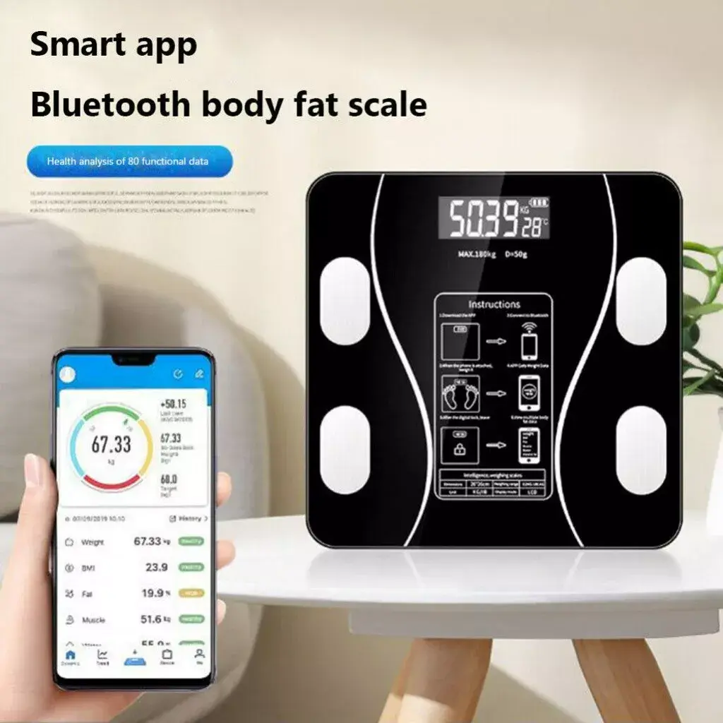 Bluetooth Smart Body Fat Scale 180kgBMI Digital Bathroom Wireless WeightScales-Healthcare fitness weightscalesmart weighing scale