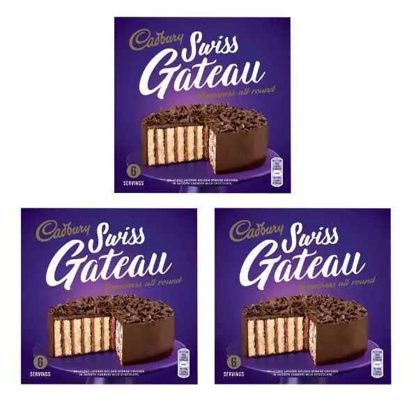 Cadbury swiss gateau milk chocolate sponge cake servings x 3 Dessert Creamy Sweet Foods