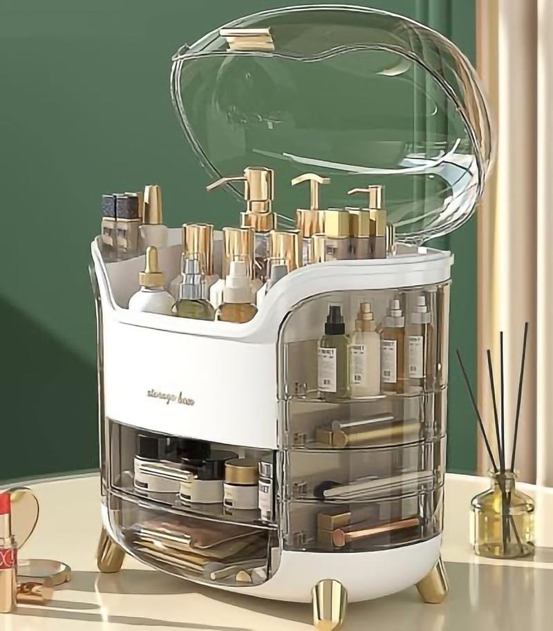 Product Introduction of Makeup Organizer, Dustproof Large Cosmetic Storage Box, Skincare Container with Drawers, White Transparent Gift box for Vanity Case 3