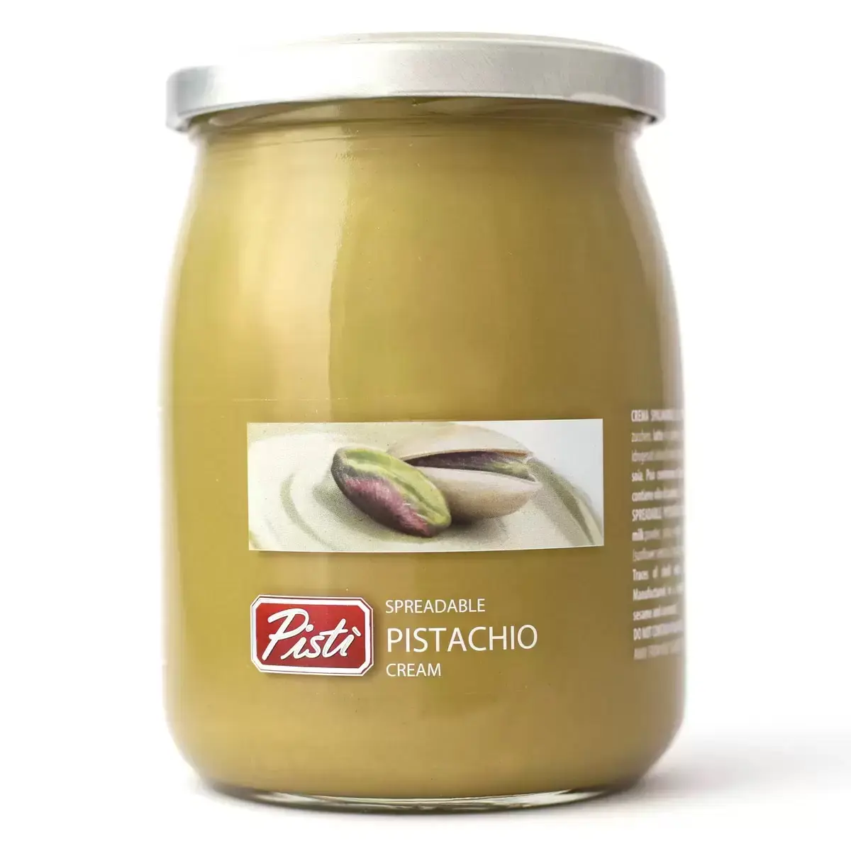 Pisti Sicilian Spreadable Pistachio Cream in Glass bottle with Pistachios grown in Italy 600G   Italian Creamy Sweet Flavor Dip