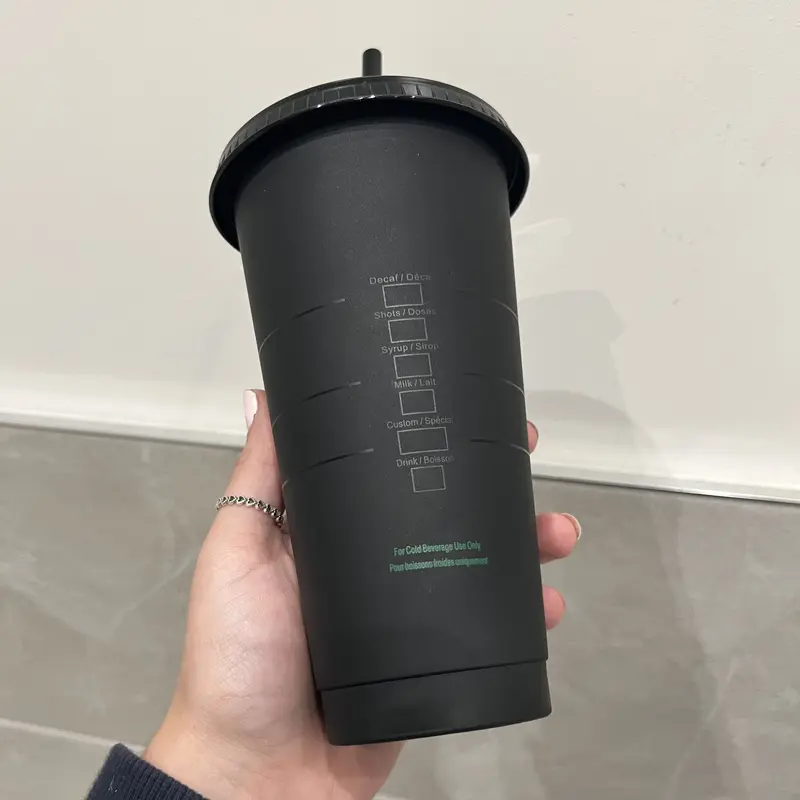 Reusable Uk Starbucks Cold Cup Tumbler-Black w/ Lid & Straw 24oz-NEXT DAY DISPATCH - Coffee Cup - Frosted - Bulk buy - Personalised Option Available Bottle Drinkware 4