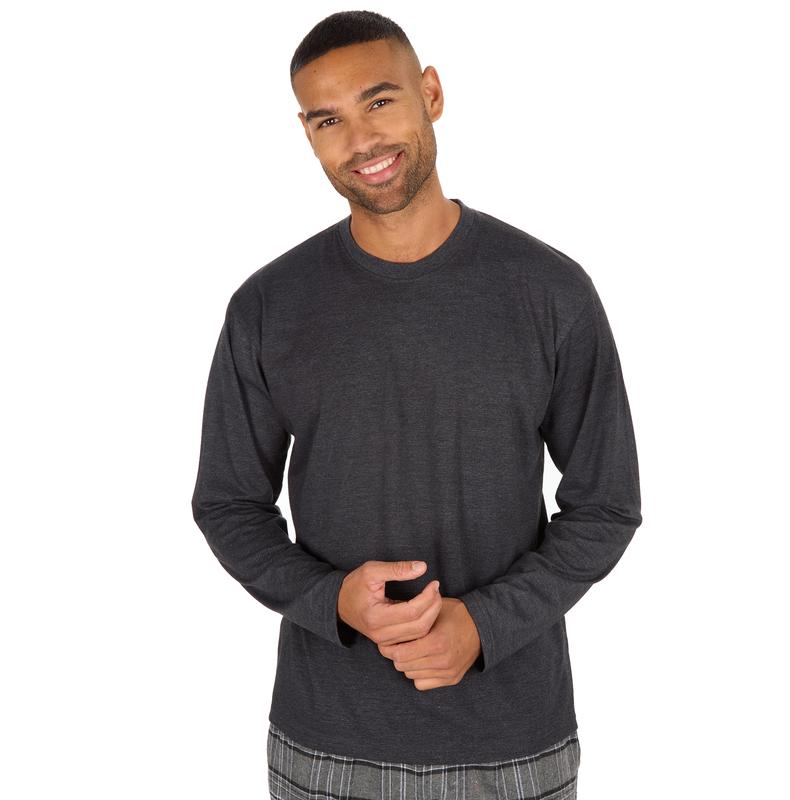 Mens Long Pyjamas Crew Neck Cuffed Bottoms 2 Piece Pyjama for Him Checked Pyjama Set Nightwear Twoise Pajamas Men Warm S M L XL XXL 2 XL Pajama Set PJs Menswear Loungewear Homewear Long Sleeved Jersey Top Woven Checked Long Pants polar express night sleep 4