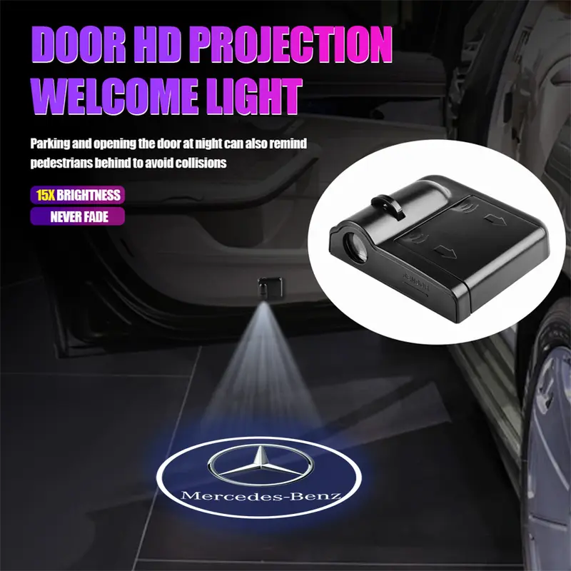 2PCS Car Door Emblem Lights HD Welcome Lamp Wireless Laser Projector For Mercedes Benz AMG W212 W204 W211 W168 W205 W210 W108 0