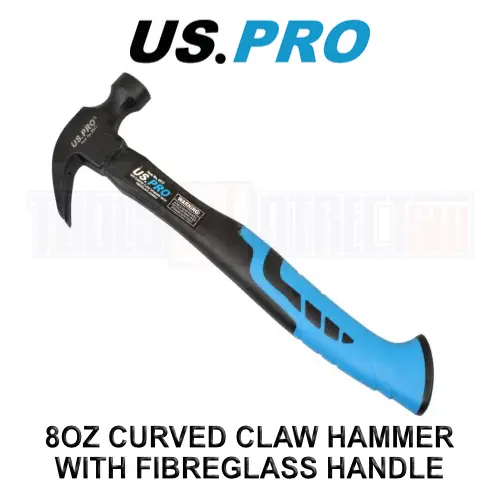 US PRO Tools 8oz Curved Claw Hammer With Fibreglass Handle 4517