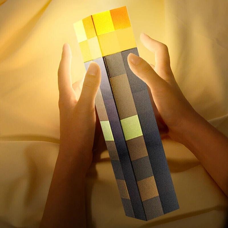 Product Introduction of Minecraft Game Torch Lamp Led Night Light Home Decors USB Rechargeable Kids Gift MC Wall mountable Game fans Home Decoration Gifts for Gamers Soft light without glare 15
