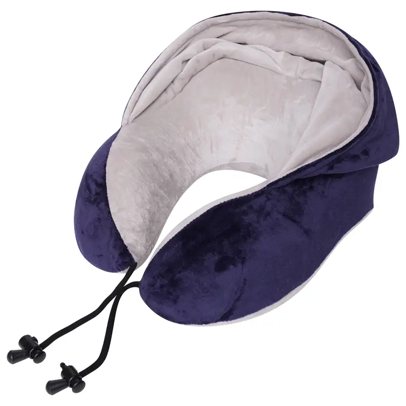 Sam Caan Travel Pillow for Airplane Hooded Neck Pillow Comfortable Memory Foam Lightweight Soft Neck Cushion with Hood for Head and Neck Support for Adults with Carry Bag 5