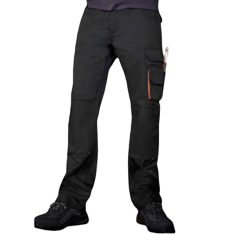 Mens Elasticated Waist Cargo Combat Work Trousers With Knee Pads Pockets Pro Builder Heavy Duty Multi Pocket Work Pants Menswear Work Trousers 1