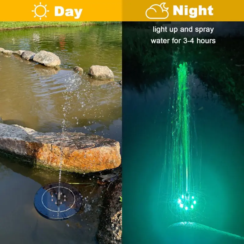 Solar Powered Fountain Water Feature Pump 16CM Garden Pool Pond Aquarium 8LED UK 2