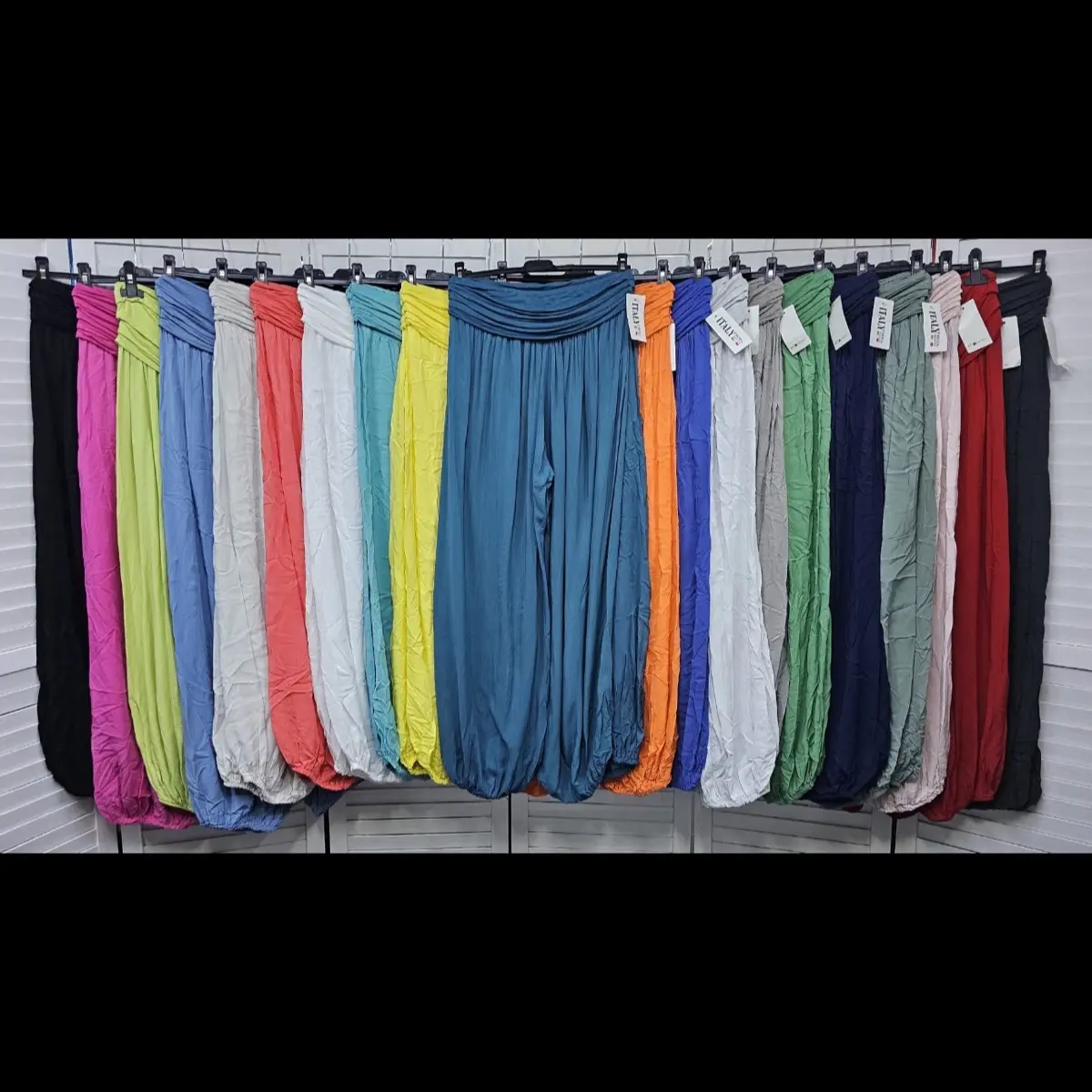 Best selling easy to wear harem trouser with elasticated waist and cuffed hem