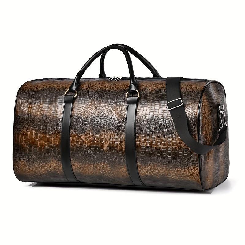 Large Capacity Travel Bag, Unisex Crocodile Pattern Luggage Bag, Retro Versatile Vacation Bag, Gift Duffel Bag 6