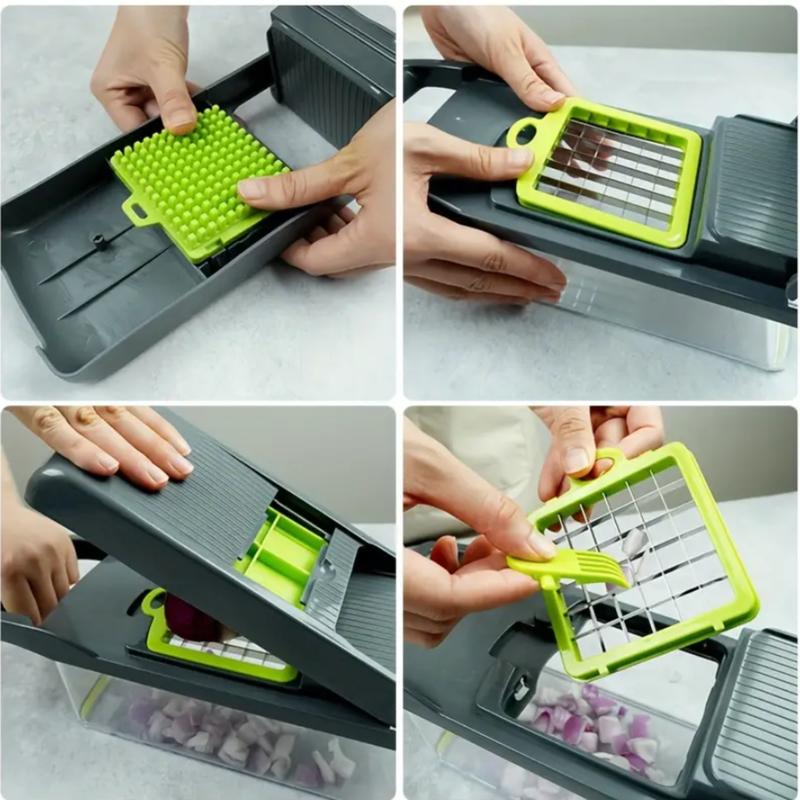 6/16pcs/Set, Vegetable Chopper, Multifunctional Fruit Slicer, Manual Food Grater, Vegetable Slicer, Cutter With Container, Onion Mincer Chopper, Household Potato Shredder, Kitchen Stuff, Kitchen Gadgets, Dorm Essentials Utensils 3