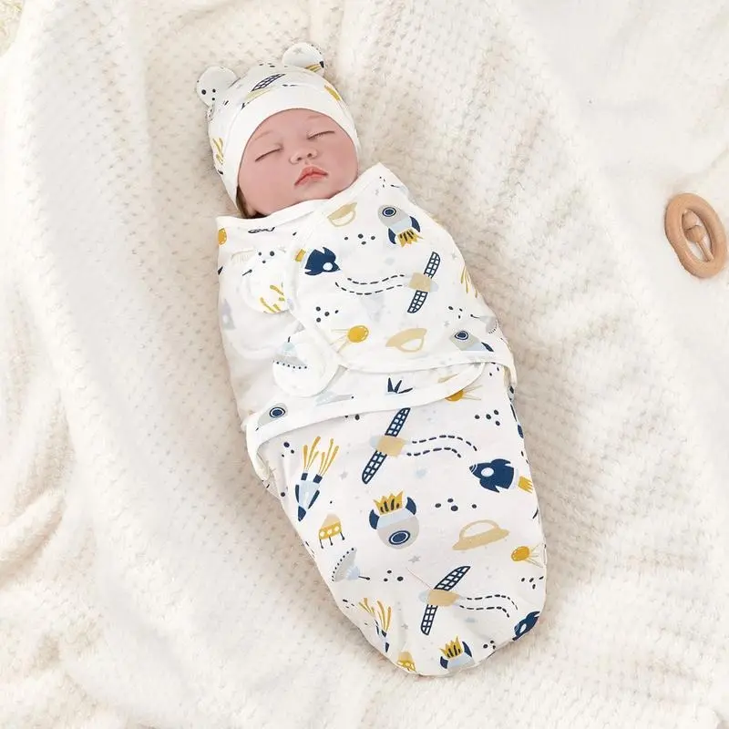Baby Anti-shock Swaddle Cotton Printed Wrap Spring/Summer Baby Wrap Two-piece Baby Anti-kick Blanket 3