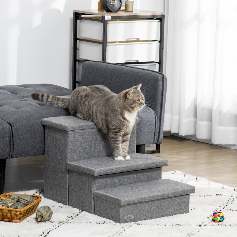 Pet Stairs with Storage, 3 Steps, 40.5H x 63.5L x 42.5Wcm 0