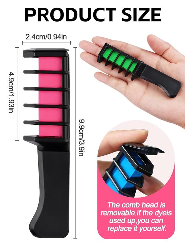 10 Pieces Non Permanent Temporary High Quality Colour , Non Toxic & Wet or Dry Hairs Temporary Hair Chalk, Washable Color Hair Comb, Rainbow Hair Dye Chalk Comb for Birthday Masquerade Cosplay DIY Decorate Best Christmas Gift For Kids Girls, Boys & Adults 6