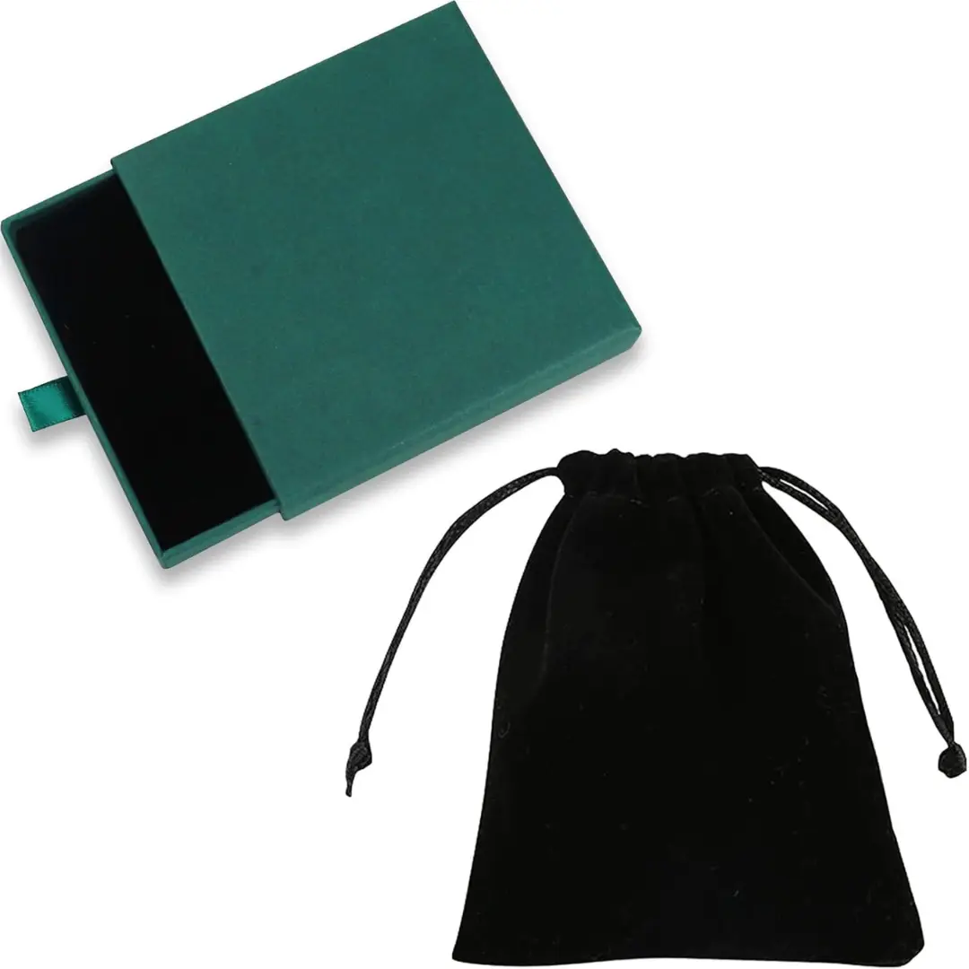 Jewelry Gift Box with Velvet Bag, Necklace Bracelet Earring Kraft Organizer Box Portable Square Lidded Pendent Storage Case for Birthday Xmas Christmas Wrapping