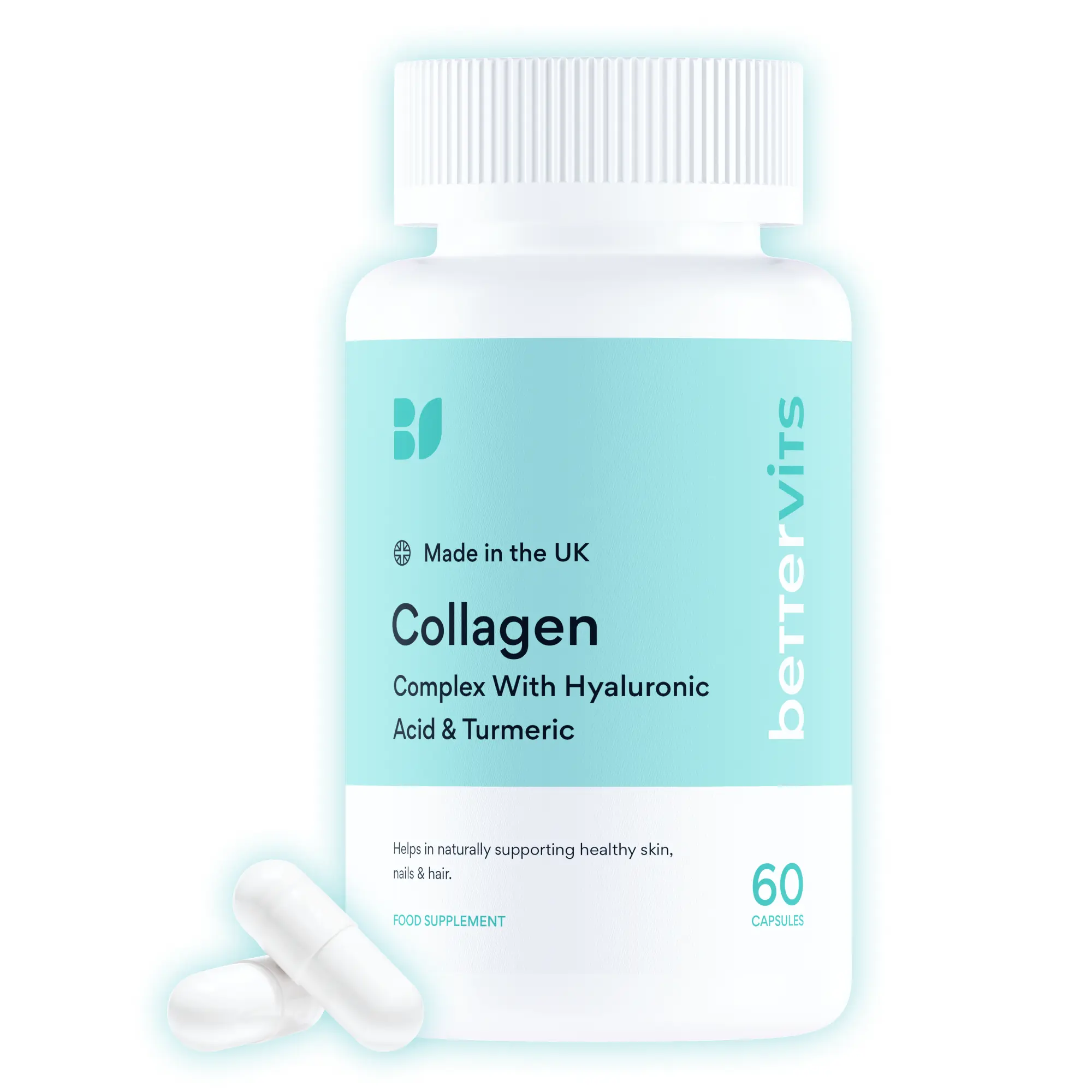 Bettervits Collagen Supplement – 1000mg Hydrolyzed Capsules | Skin, Hair, Nails & Joint Support | With Hyaluronic Acid & Vitamin E