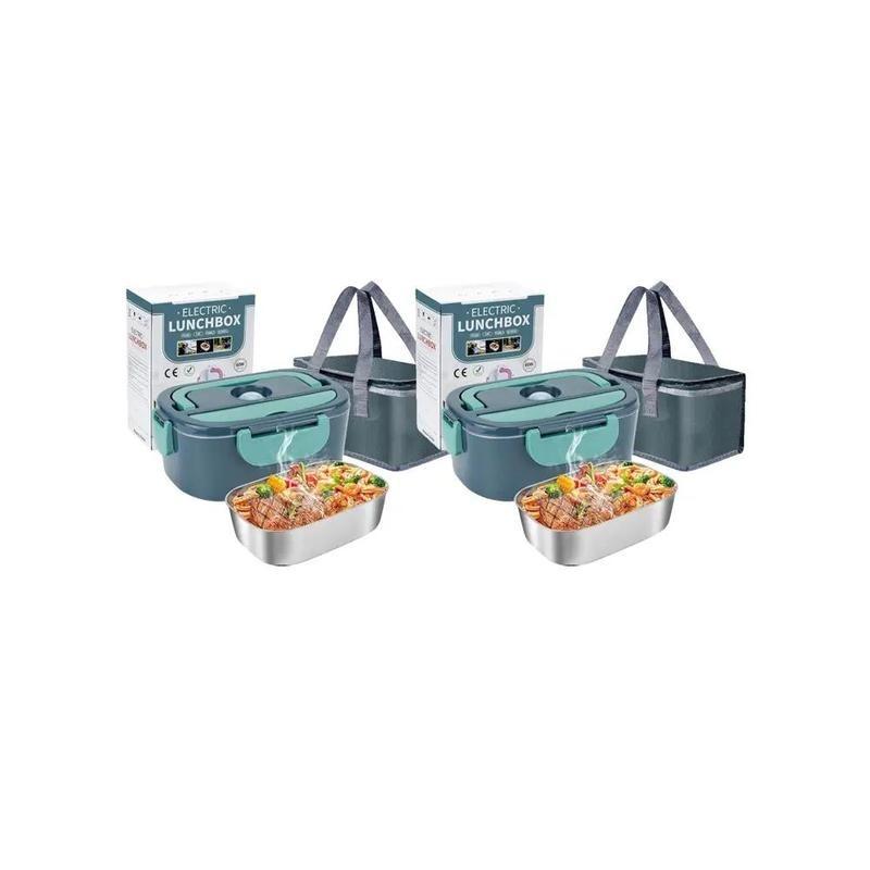 Electric lunch box, 60W Quick heating lunch box container, car plug-in food heating lunch box container, fork spoon and insulated handbag and fruit box, summer gift cutlery accessories, kitchen appliances, back-to-school supplies Tableware 1