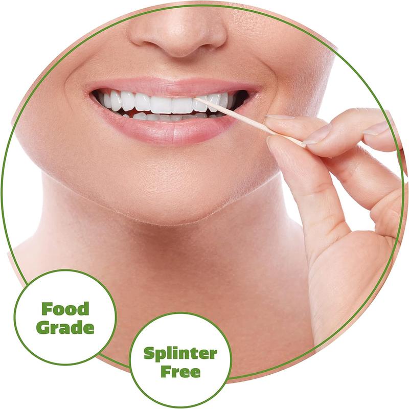 [1500 Count] Bamboo Wooden Toothpicks - Wood Round Single-Points Tooth Picks and Cocktail Sticks for Oral Care - Floss 2