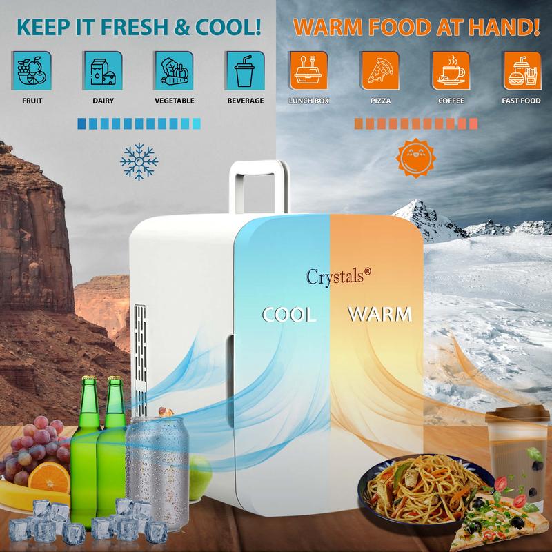 4L Portable White Mini Fridge Table Top Electric Small Cooler Bedroom Ice Box Office 5