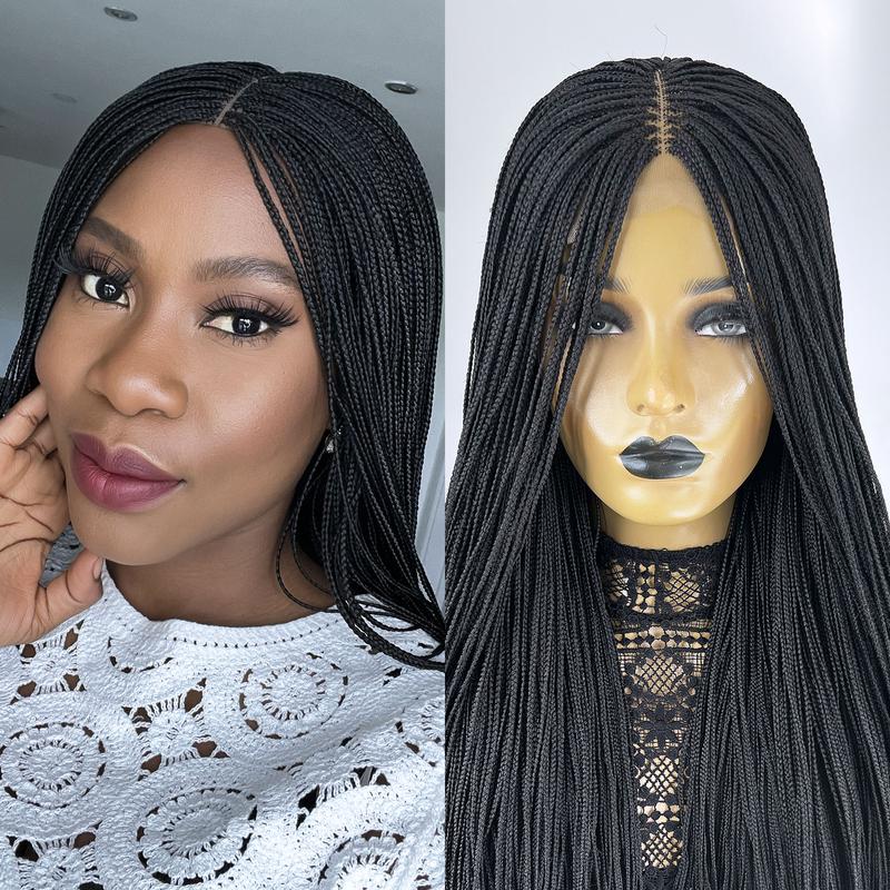 Micro Box Braided Wig - Micro Braids Wig - Braided Wigs for Women - #1b 5