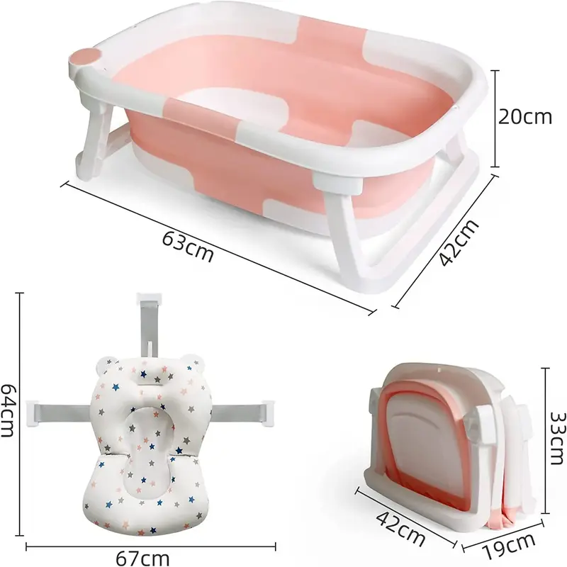 Foldable Baby Bath Tub, Toddler Bathtub with Thermometer Portable Collapsible Baby Shower 6