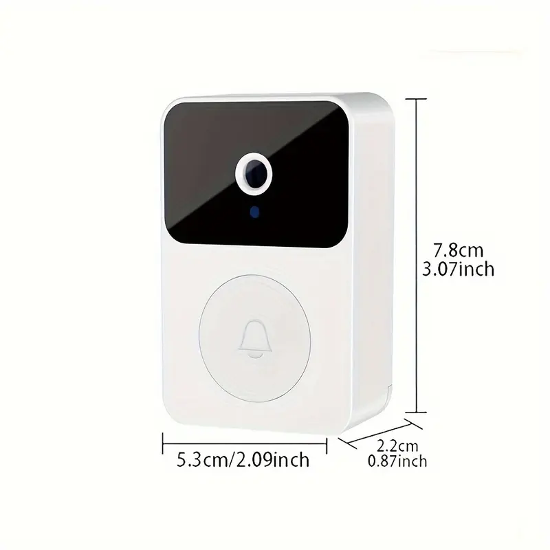 1pc SMCM Wireless Video Doorbell with HD Camera, Wide Angle, Intelligent Voice Intercom, WiFi Enabled, Battery/USB Dual Power, ≤36V, 600mAh Rechargeable Lithium Polymer Battery, App Control, HD Night Vision, 2.4G WiFi Only 5