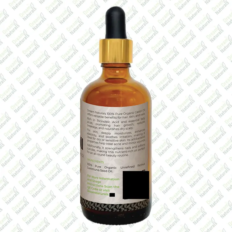 Dream Naturals - 100% Pure Organic Castor Oil - 100 ml - Nourishes. Moisturises, Improve Health, Natural. Body Care Radiant 5