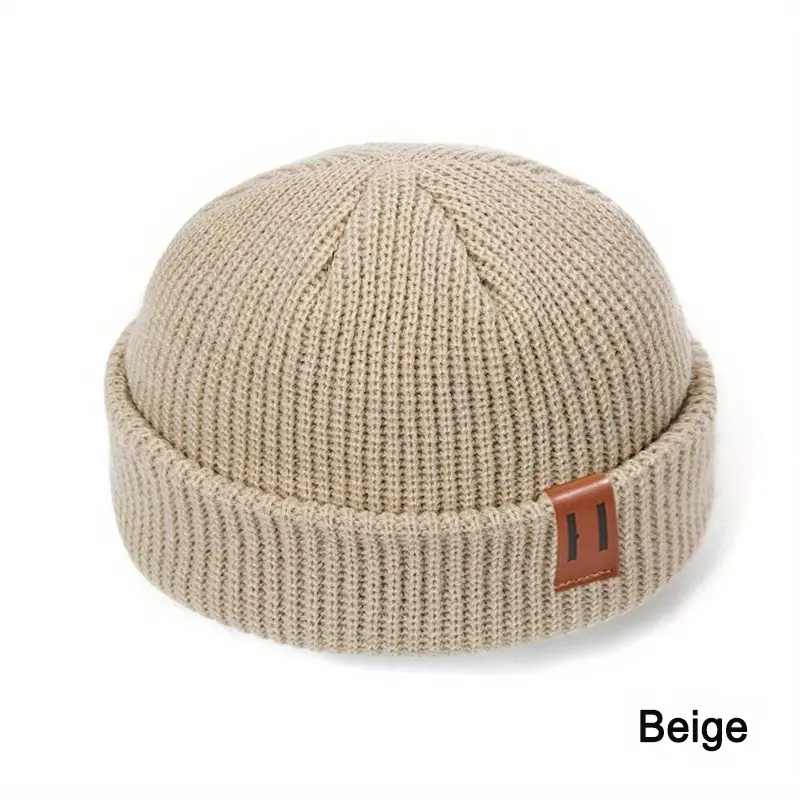 1PC Men Women Fashion Winter Knitted Beanie Hat Unisex Cap Hip-hop Cuffed Short Cap Bonnet Warm Ribbed Fisherman Docker Hats 1