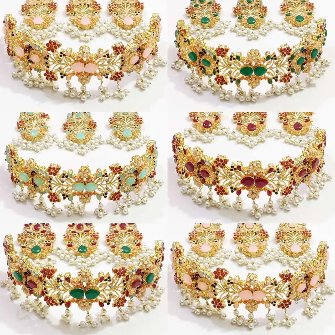 Indian Pakistani kundan collar set