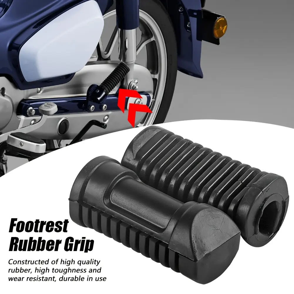 Fdit Motorcycle Rubber Foot Pegs for Honda 125cc CG 125, Off-Road Motorcycles Front Footrest Pad Cover, Anti-Slip Durable Grips