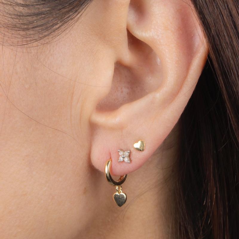 Claude Tiny Heart Huggie Earrings- Gold plated on Sterling Silver 1