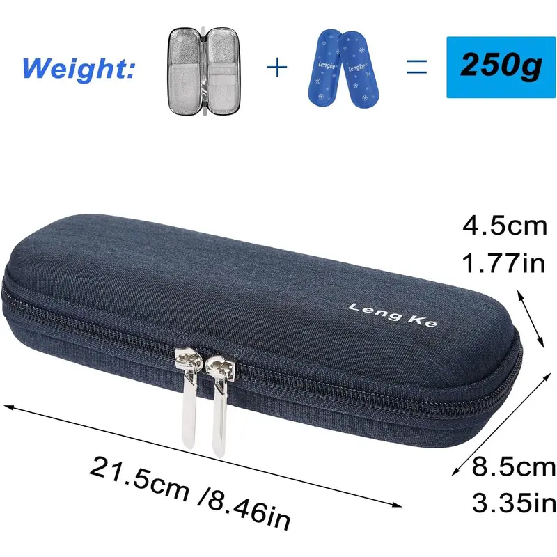 EVA Compact Insulin Cooler Travel Hard Case,Lightweight and Durable Diabetic Small Storage Travel Packs for Insulin Pens & Needles with 2 Ice Pack (Blue) 1