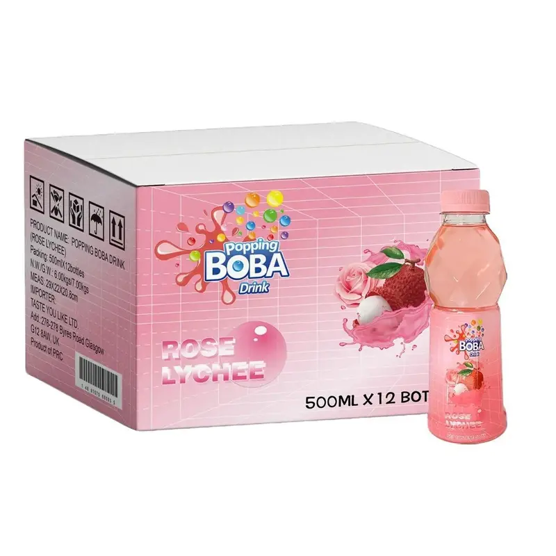 Popping Boba Drink Rose Lychee Flavour 500ml 3