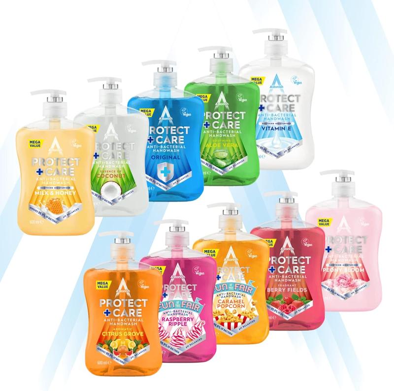 Astonish Protect Plus Care Antibacterial Handwash Peony Bloom Removes Bacteria Balanced pH for Skin Health Gentle on Hands Fragrance Vegan Comfort Raspberry Ripple Scent 1