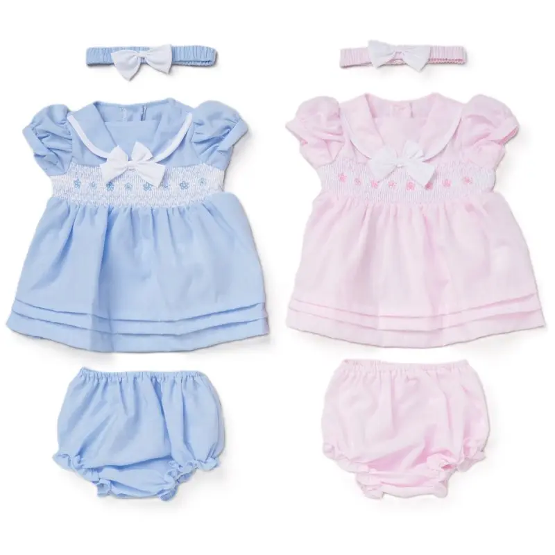 Baby Girls Summer Smock Dress Set, Dress Panties and Headband Set, Baby Gift, Pink, 12-18 Months. LAST ONE!
