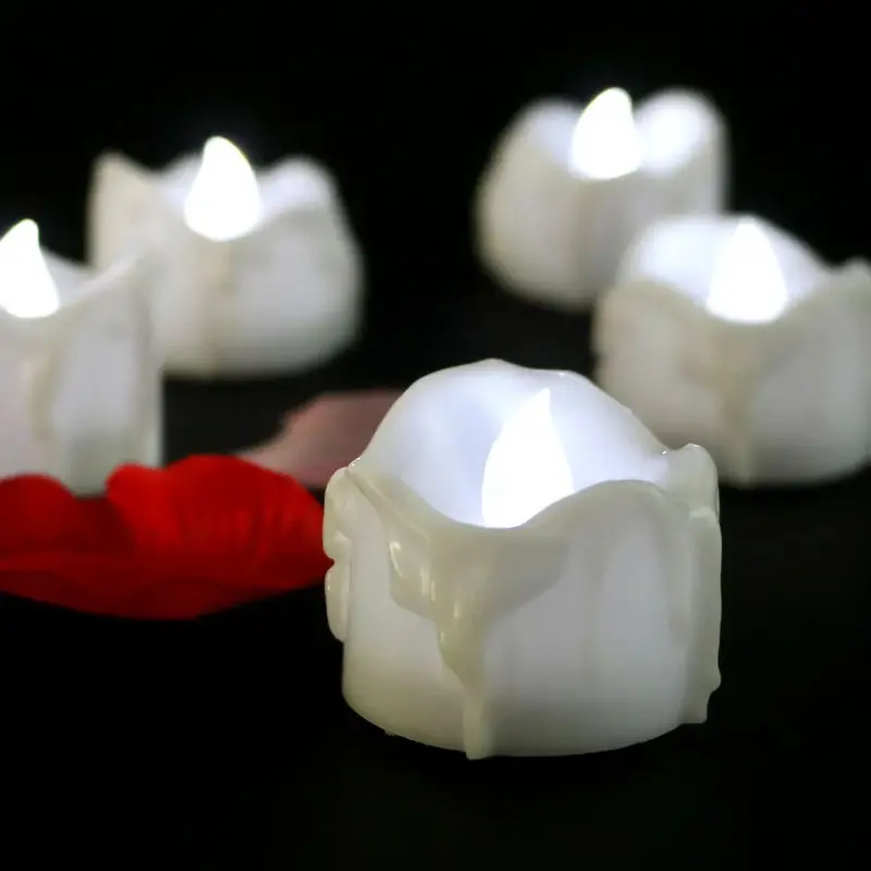 6/12Pcs Flickering LED Candles Warm White/Yellow Electric Candle Flameless Tealights for Wedding Valentine's Day Decoration 8